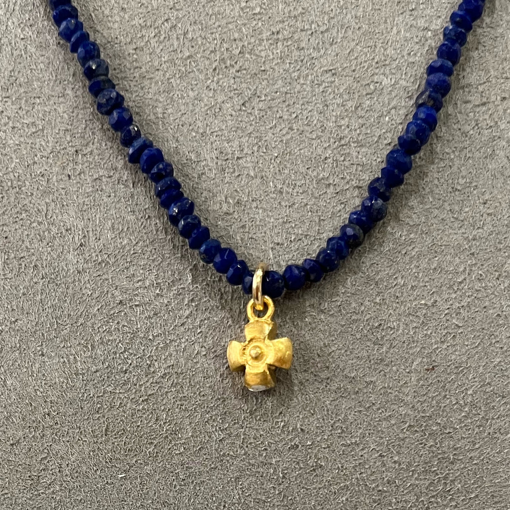 Necklace - Lapis Small Stone w/Gold Filled Charm