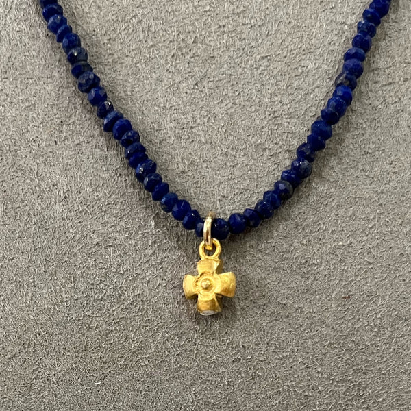 Necklace - Lapis Small Stone w/Gold Filled Charm