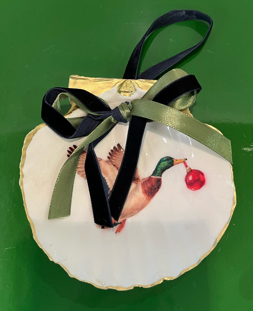 Ornaments - Christmas Mallard on Scallop Shell by Fouts and Finch