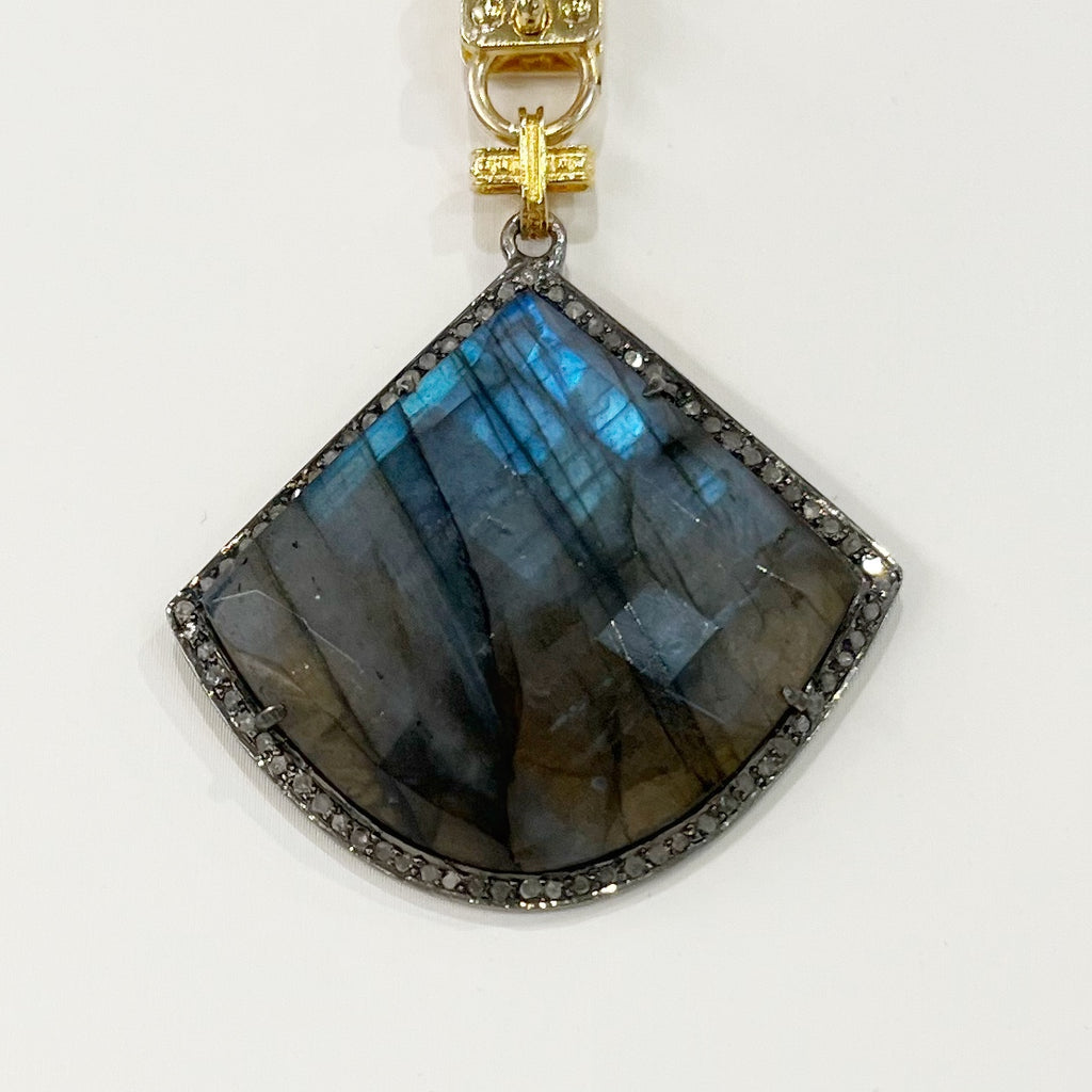 Vignette - Large Labradorite Stone w/Diamonds