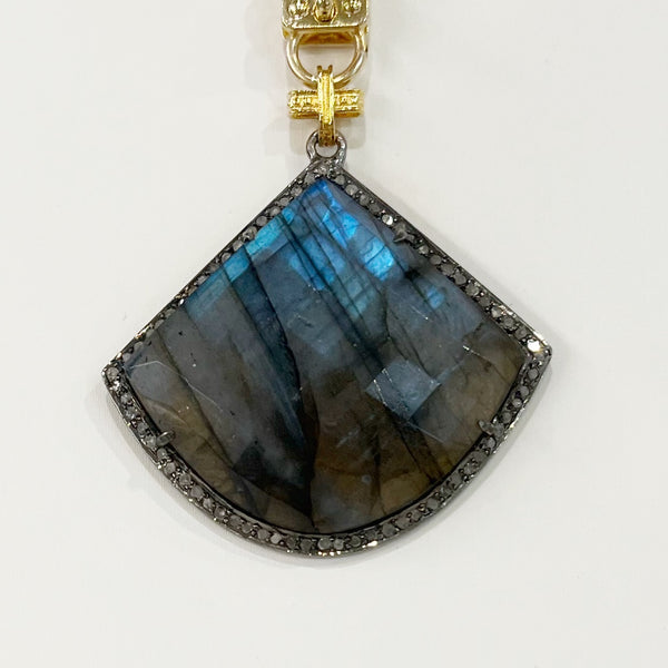 Vignette - Large Labradorite Stone w/Diamonds