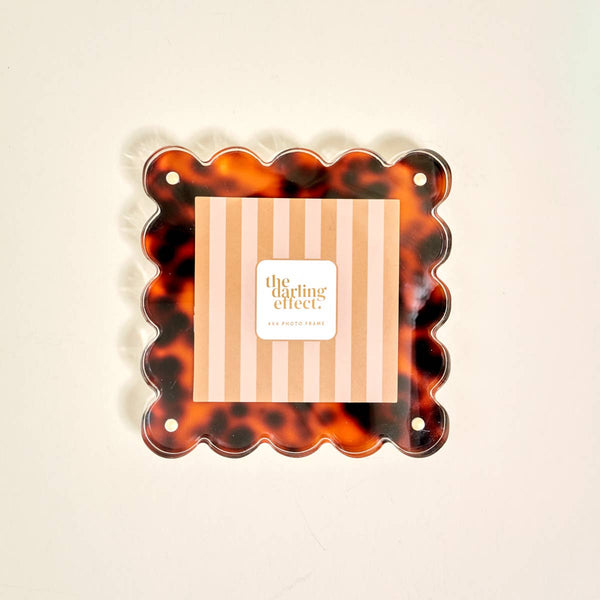 Picture Frame - Square Scalloped Acrylic Picture Frame–Tortoise