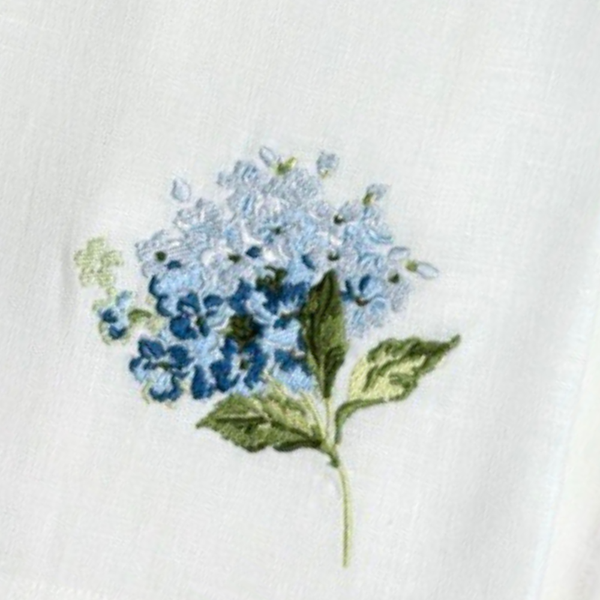 Towel - Hydrangea Towel: White With Blue Flower