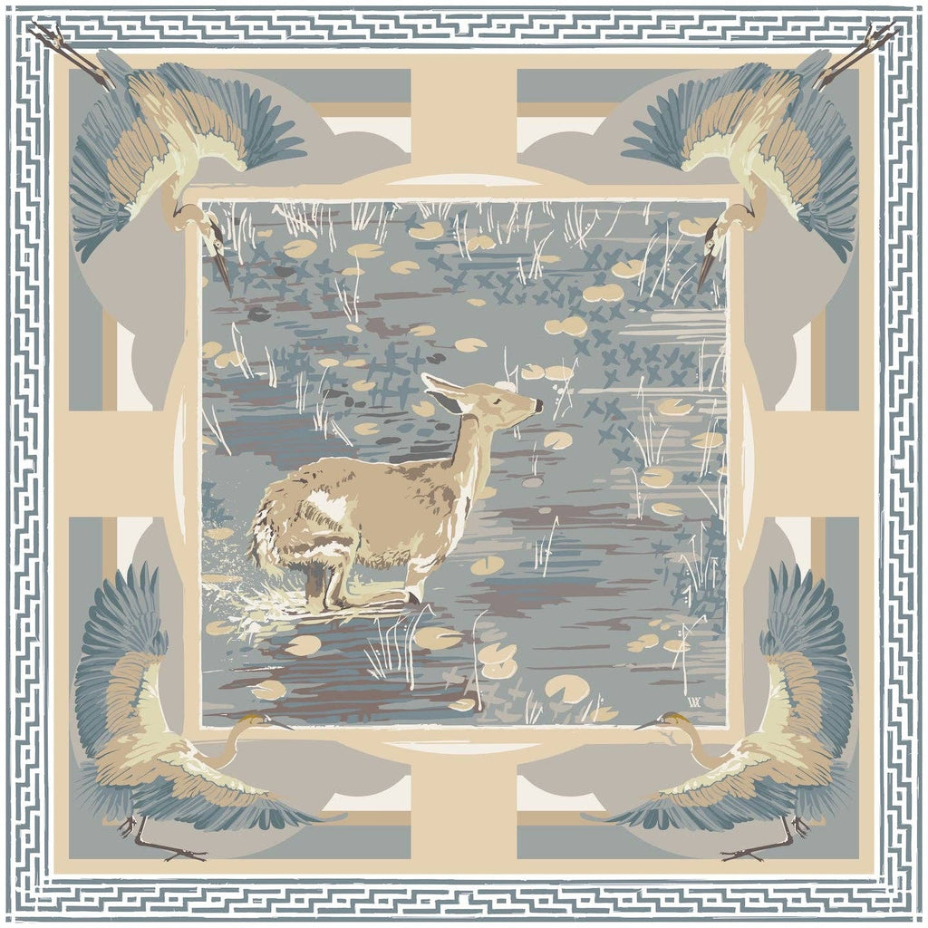 Scarf - Neutral Lily Pad Doe - Double-Sided Silk Scarf