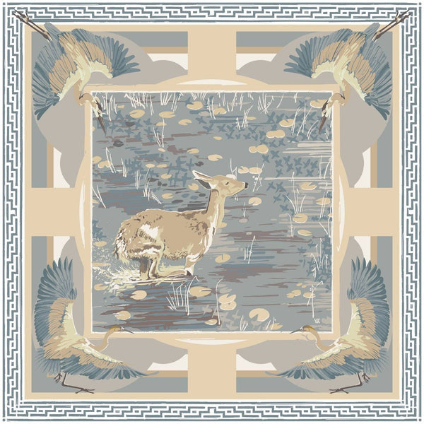 Scarf - Neutral Lily Pad Doe - Double-Sided Silk Scarf