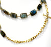 Necklace - Labradorite Bezels &Curb Chain W/Diamond Bar