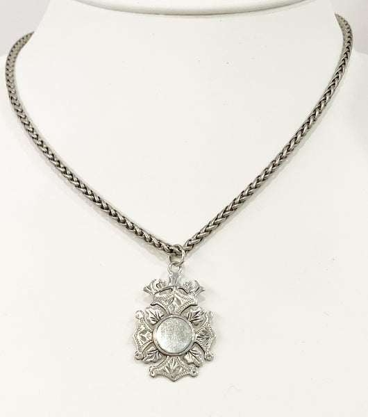 Necklace - Antique Sterling English Watch Fob Necklace