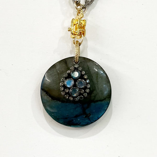 Vignette - Labradorite Round w/Diamond & Labradorite Teardrop