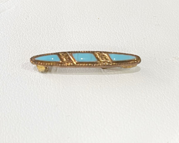 Estate Collection Small Gold & Turquoise Stone Baby Pin