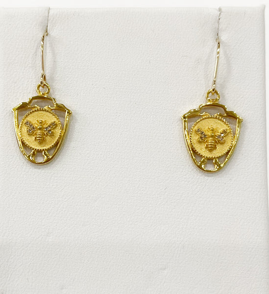 Earrings - Diamond Queen Bee Shield Earrings