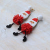 Earrings - Beaded Leggy Santa Earrings | Pom Santa Drop