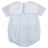 Romper with Train Embroidery in Blue
