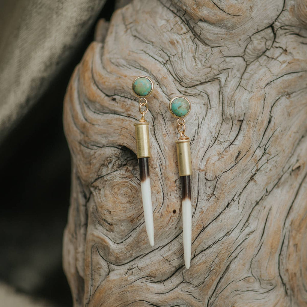 Earrings - Yellowstone Beth Dutton Quill Studs w/Turquoise