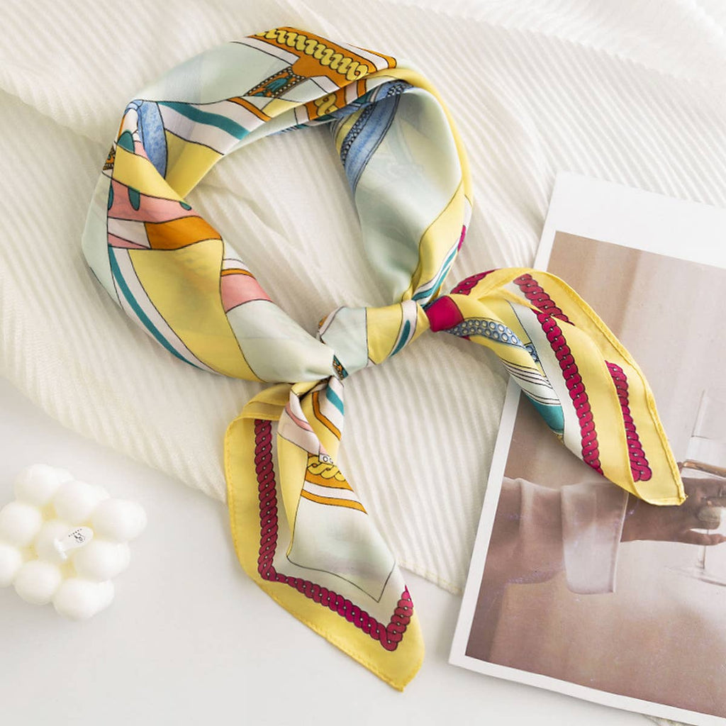 Scarf - Simple, Fresh and Sweet  Yellow Printed Square