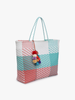 Allie XL Woven Tote w/ Pom-Poms - 3 Colorways