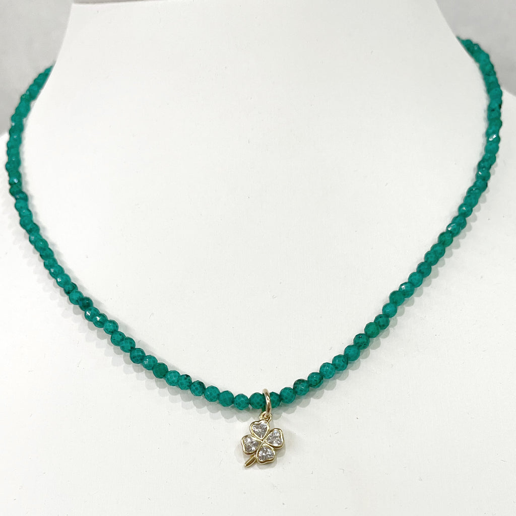 Malachite Stone Necklace w/Gold Filled Charm