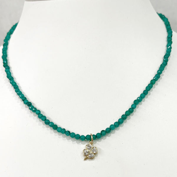 Malachite Stone Necklace w/Gold Filled Charm