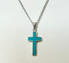 Estate Collection - Silver Blue Enamel Cross on Silver Chain