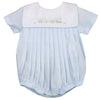 Romper with Train Embroidery in Blue