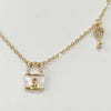 Necklace - Mother of Pearl Tiny Lock W/Pave CZs