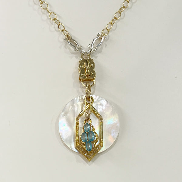 Vignette - Cluster of Sky Apatite, Diamonds & Mother of Pearl