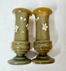 Estate Collection Bristol Glass - Pair of Green Bud Vases
