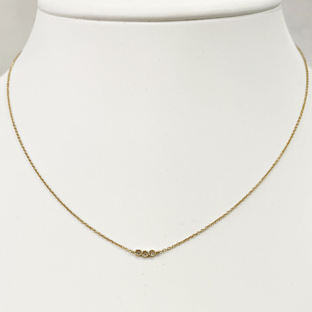 Necklace - Three Diamond 14K Necklace