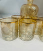 Estate Collectyion - Vintage Crystal Etched Gold Trim Decanter With Lowball Tumblers