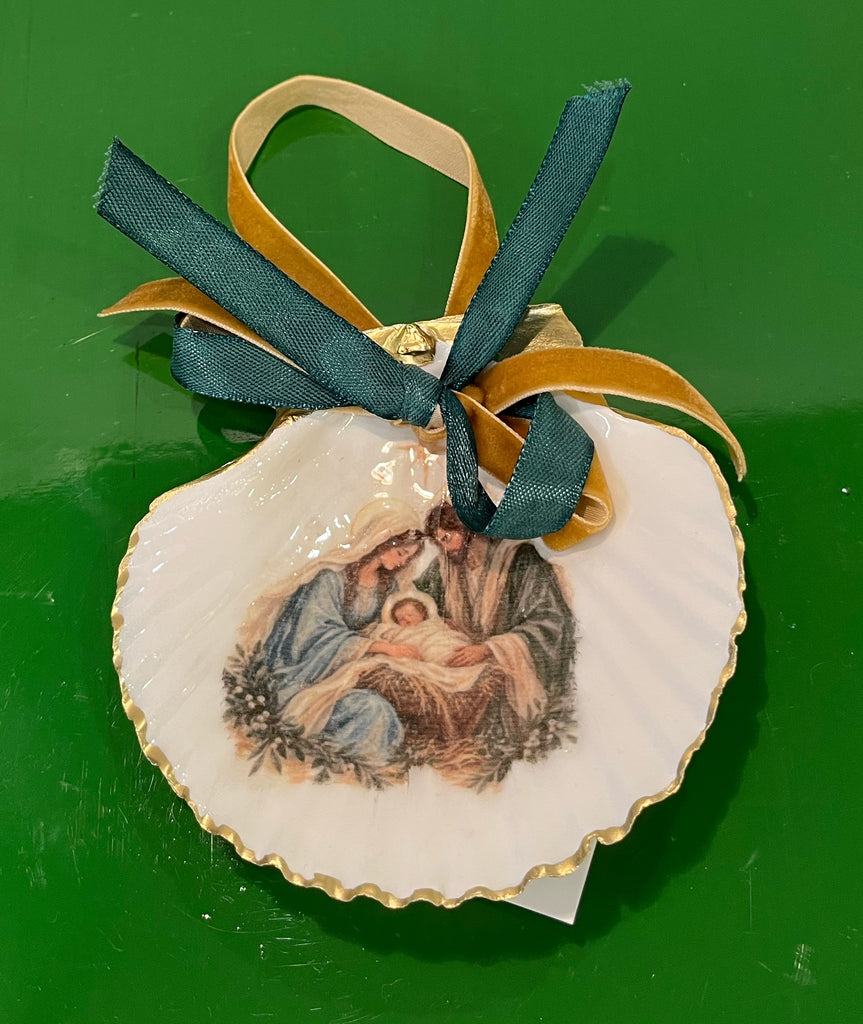 Ornaments - Nativity on Scallop Shell by Fouts and Finch