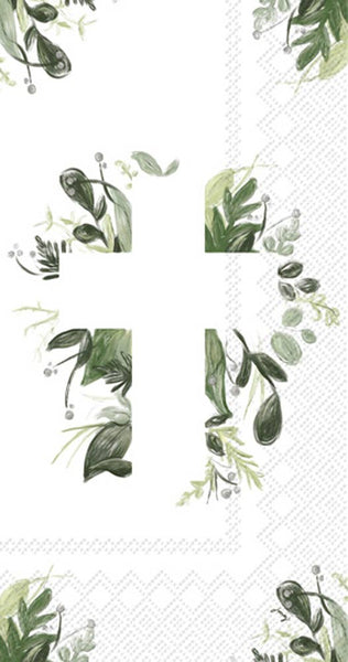 Guest Towel -  Greenery Cross