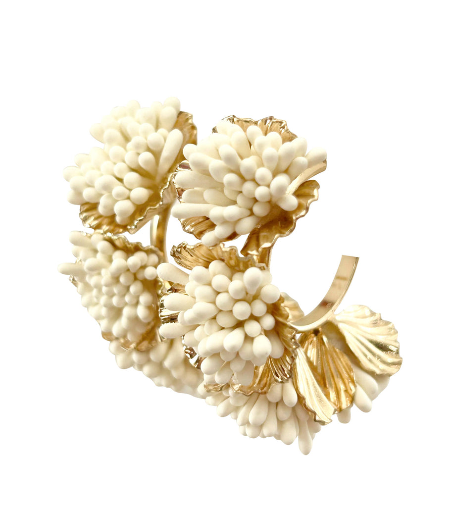 Earrings - Maxine Floral Hoop Earring - Cream or Light Blue