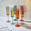 Flutes - Muted Rainbow Champagne Flute Stemmed Glasses Set of 6