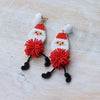 Earrings - Beaded Leggy Santa Earrings | Pom Santa Drop