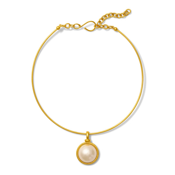 Necklace - Delphine Collar w/White Pearl Drop