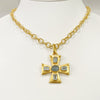 Dina Maclney - Necklace - Aquamarine Blue Topaz Cross Necklace
