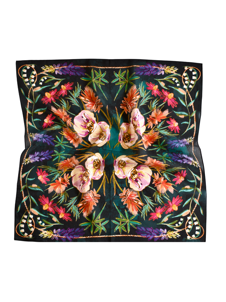 Scarf - Vivid Wildflowers Silk Scarf
