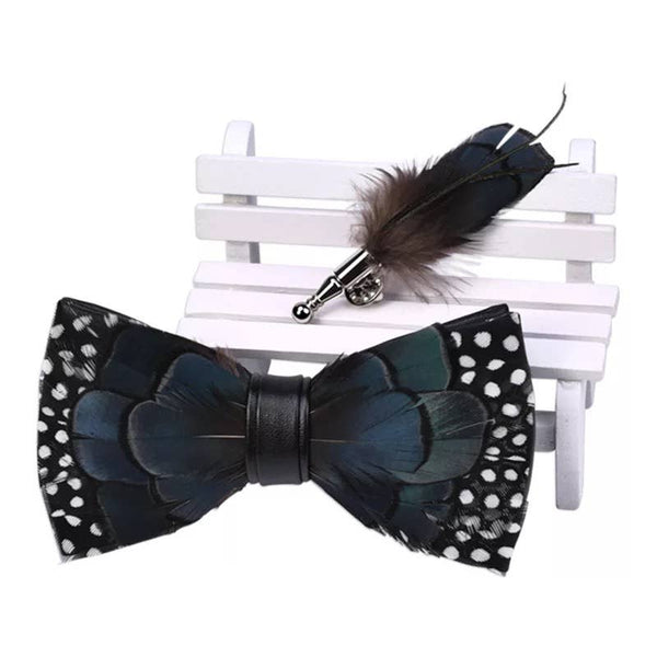 Bow Tie - FeatherBowtie W/Lapel Pin      