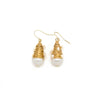 Earring  - 14K Gold Plated Wire Baroque Pearl Drop w/Tiny Pearl