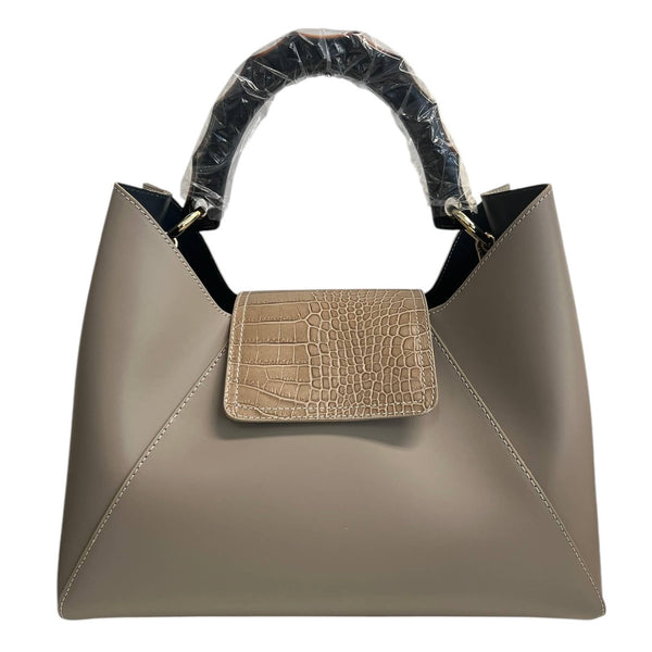 Purse - Chloe Leather Handbag with Croc Embossed Flap