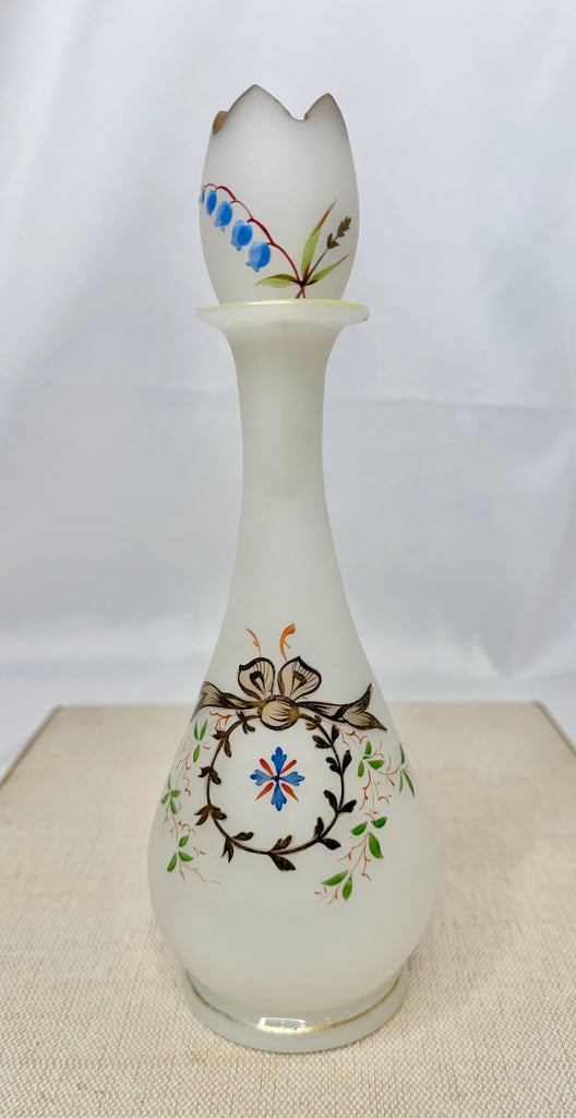 Estate Collection Bristol Glass - White Lidded Tapered Vase
