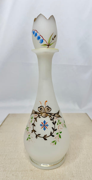 Estate Collection Bristol Glass - White Lidded Tapered Vase