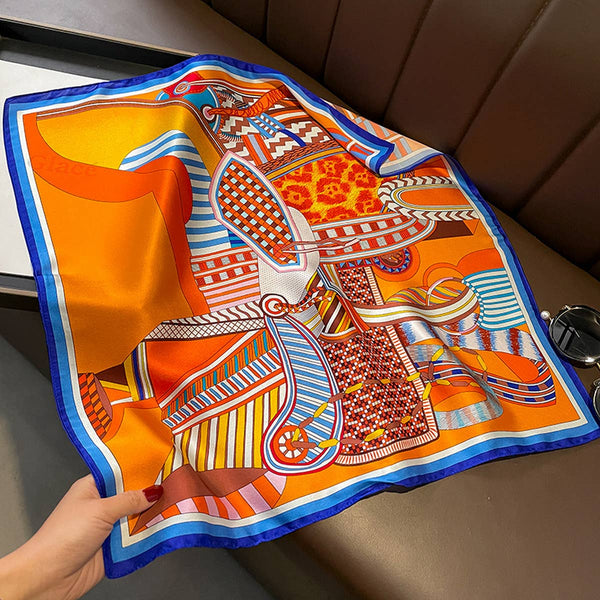 Scarf - Retro Printed Silk Patchwork Square Scarf