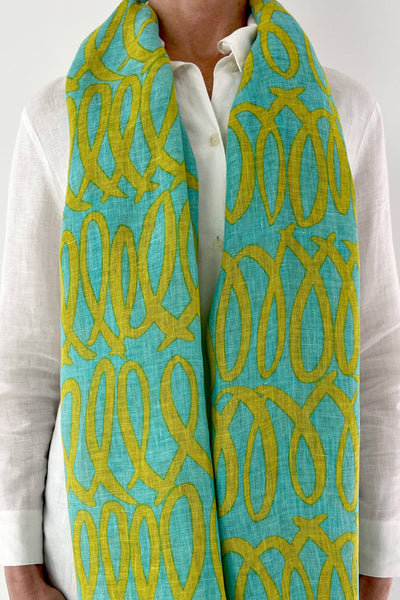 Scarf - Linen Scarf: Verse Aqua & Citron