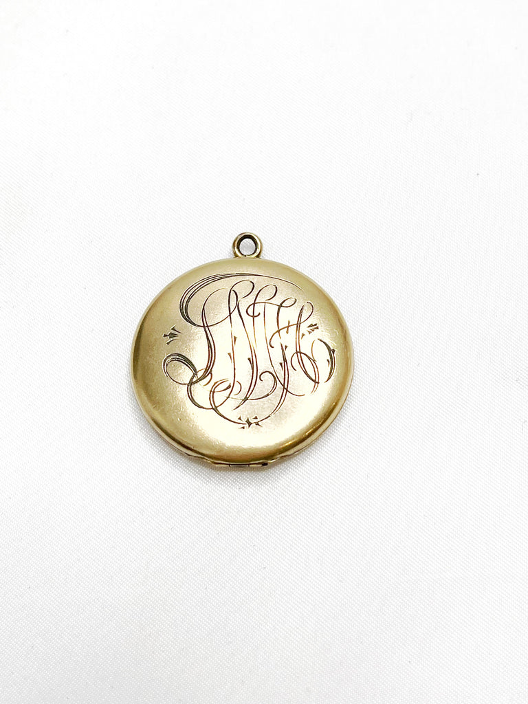 Estate Collection  Gold Locket with Monogram and Fleur de Lis