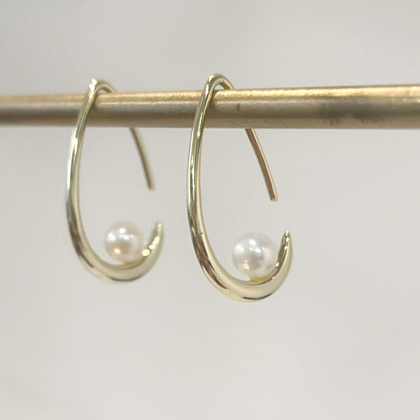 Earrings - Peggy Floating Pearl Teardrop