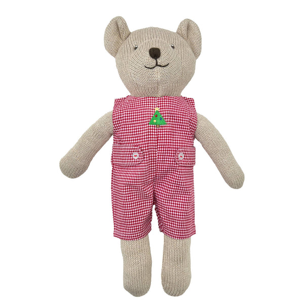 Doll - Knit Bear Doll with Red Check Romper