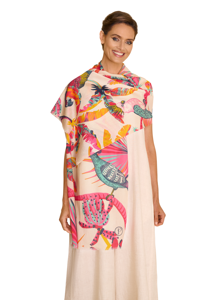 Scarf - Cotton Scarf - Tropical Paradise: Pink