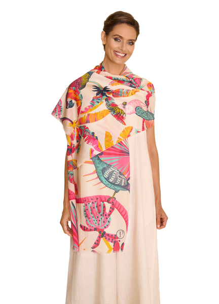Scarf - Cotton Scarf - Tropical Paradise: Pink