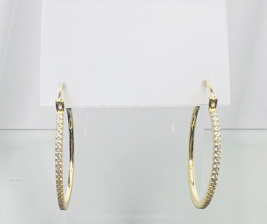 Earrings - CZ Hoop Earrings - 1"