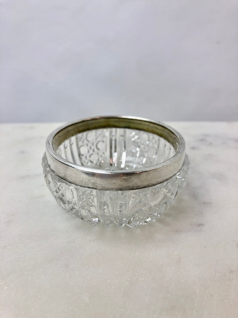 Estate Collection -Antique Sterling and Glass Salt Cellar Bowl